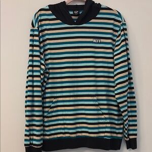 Neff Black and Blue Striped Long Sleeve Shirt with Hood